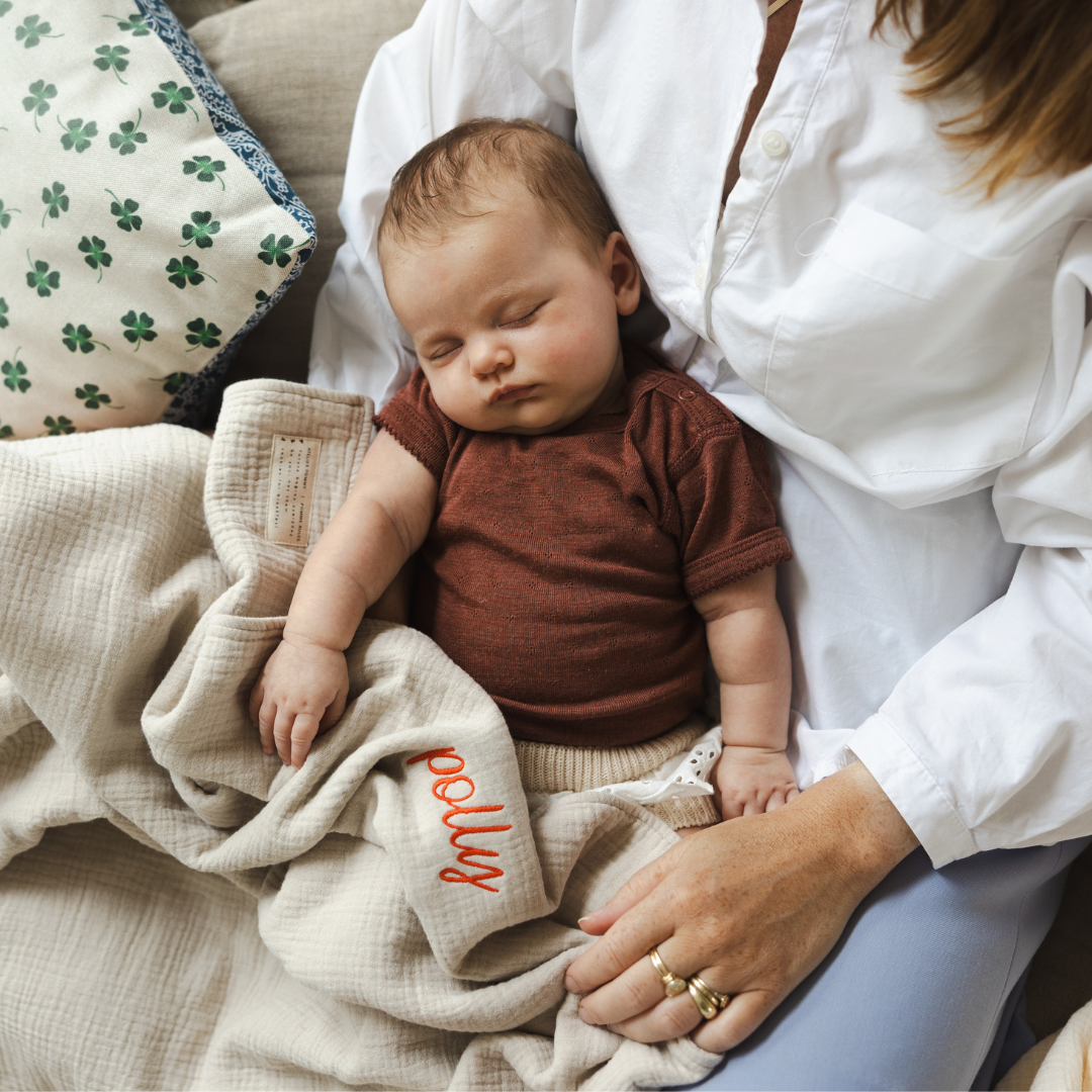 MUSLIN DEKEN BONJOUR BEIGE - WIEG