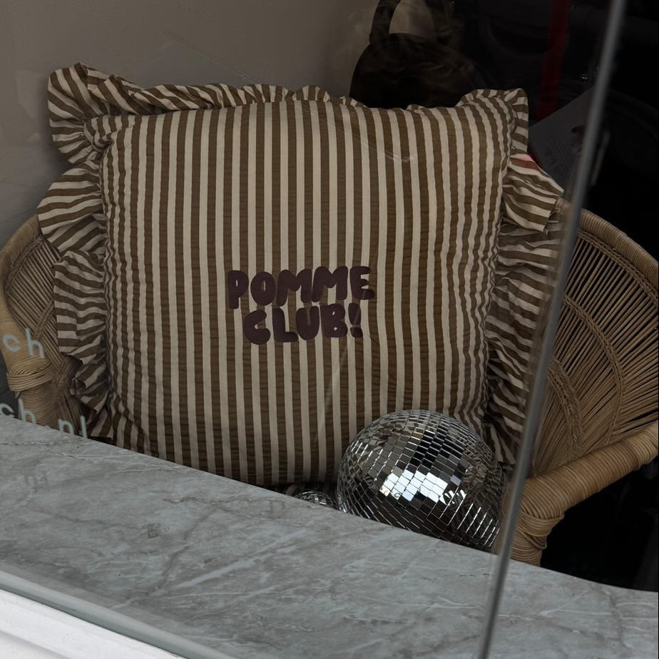 CUSHION RAYURE FRILL | FINE BROWN
