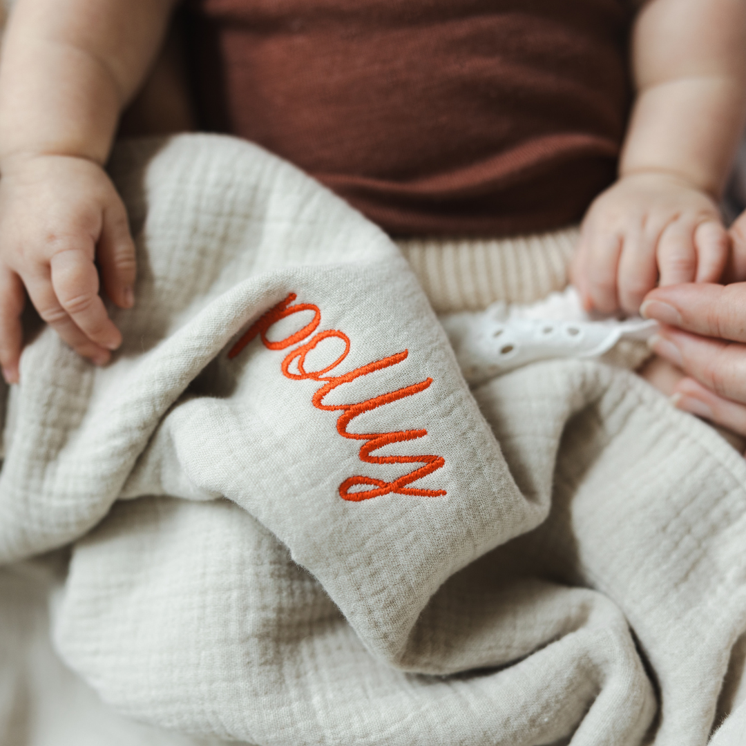 MUSLIN DEKEN BONJOUR BEIGE - WIEG