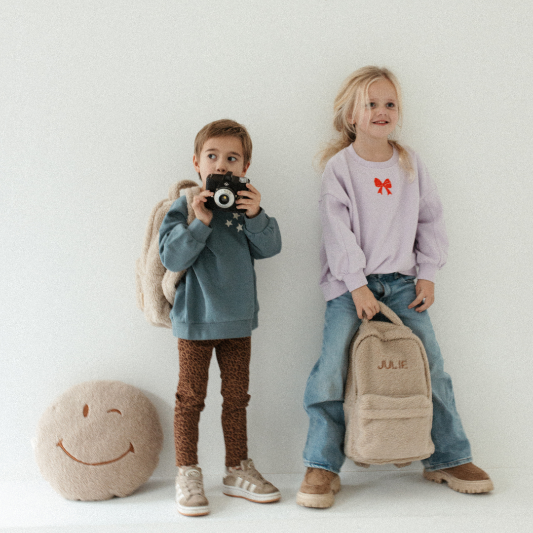 Een teddy rugzak met personalisatie