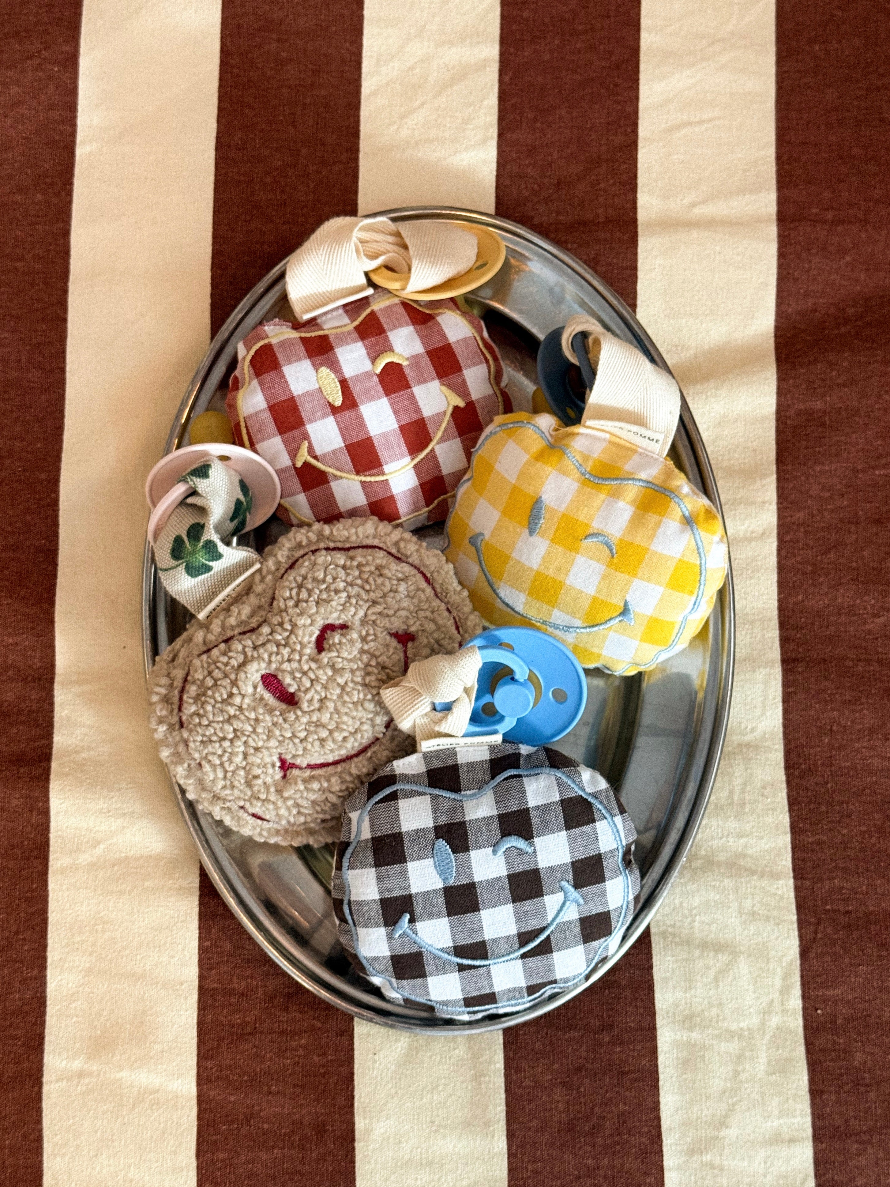 PACIFIER CLOTH - POMME - CHECKED BONJOUR BRIQUE