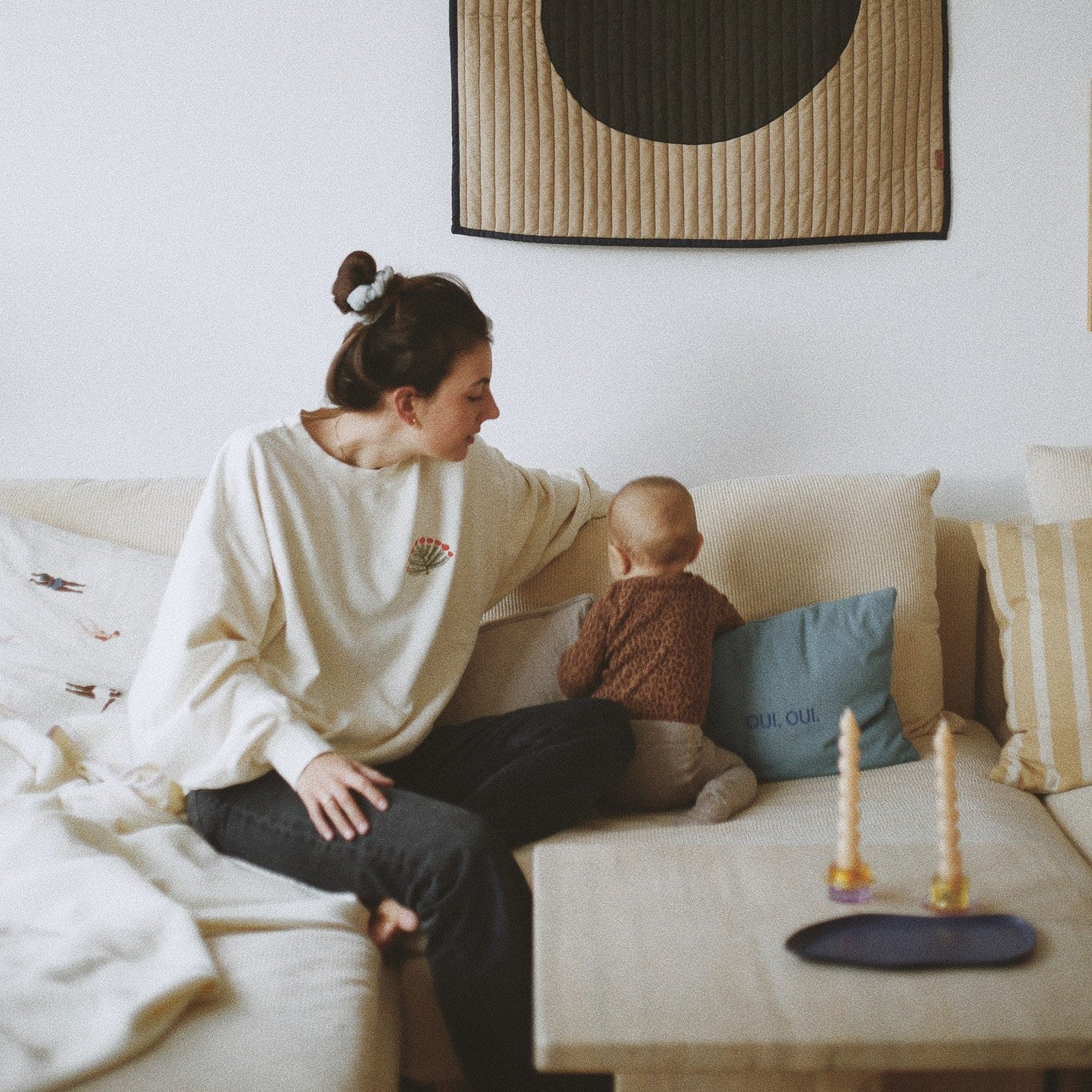 Woman sweater cosy white