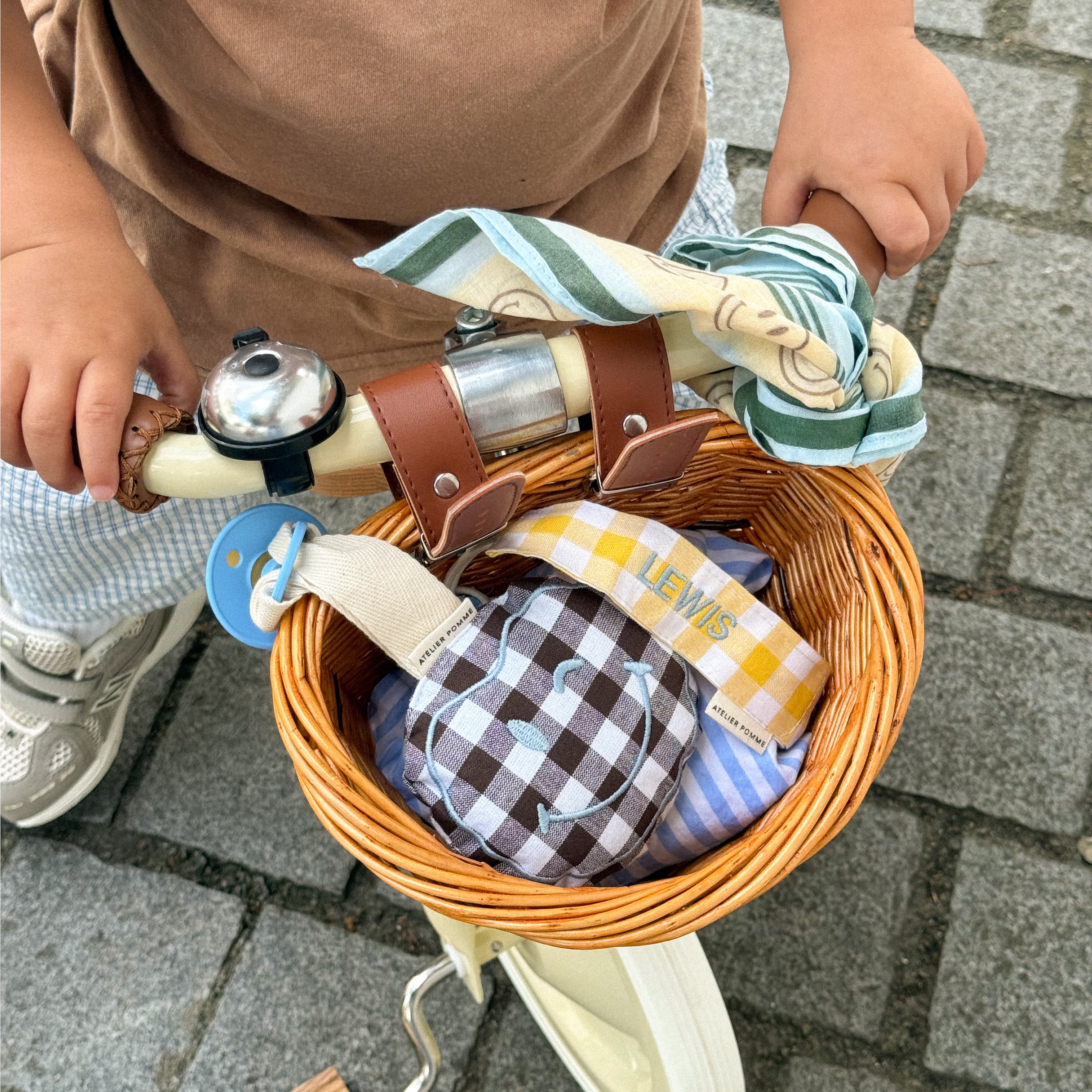 PACIFIER CLOTH - POMME - CHECKED BETTER BROWNIE