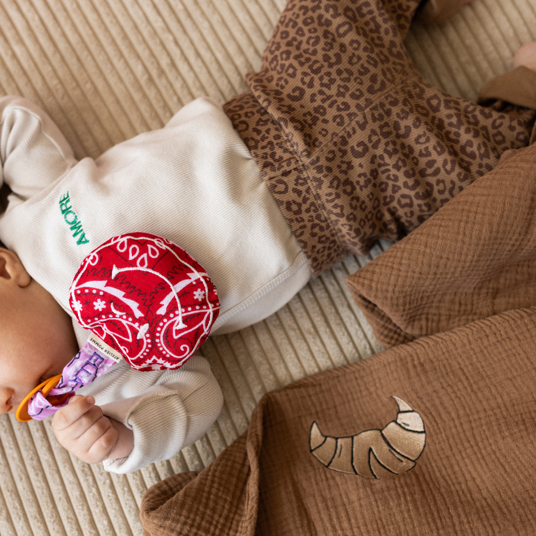 PACIFIER CLOTH - POMME -  BANDANA DOUCE ROUGE