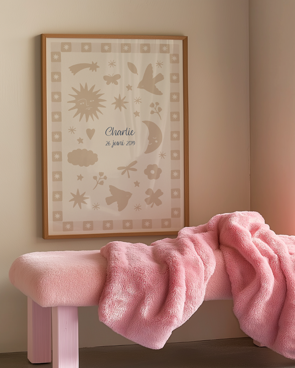 Geboorteposter | Bonjour Beige