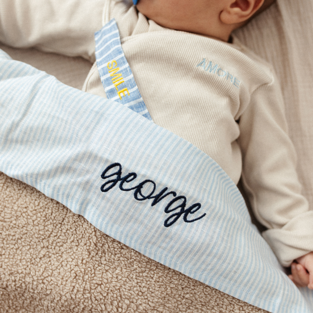 FLAT SHEET COT - LOVELY LINEN DREAMY BLUE