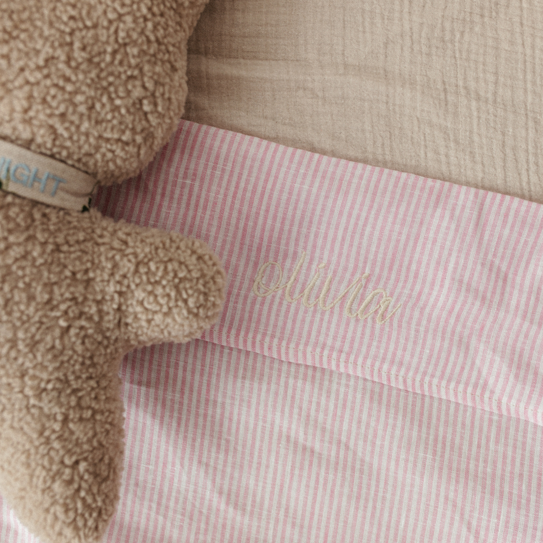 FLAT SHEET COT - LOVELY LINEN PINKY PROMISE