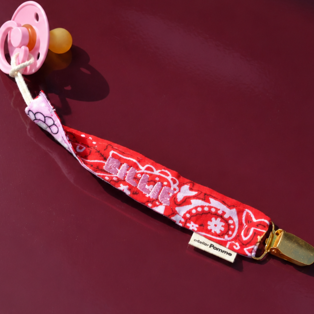 Pacifier Cord | Bandana Ruby Red