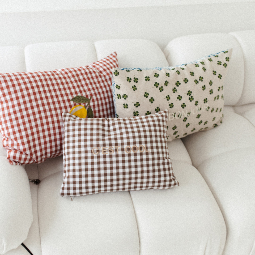 CUSHION: CHECKED IN - BISOUS BRIQUE