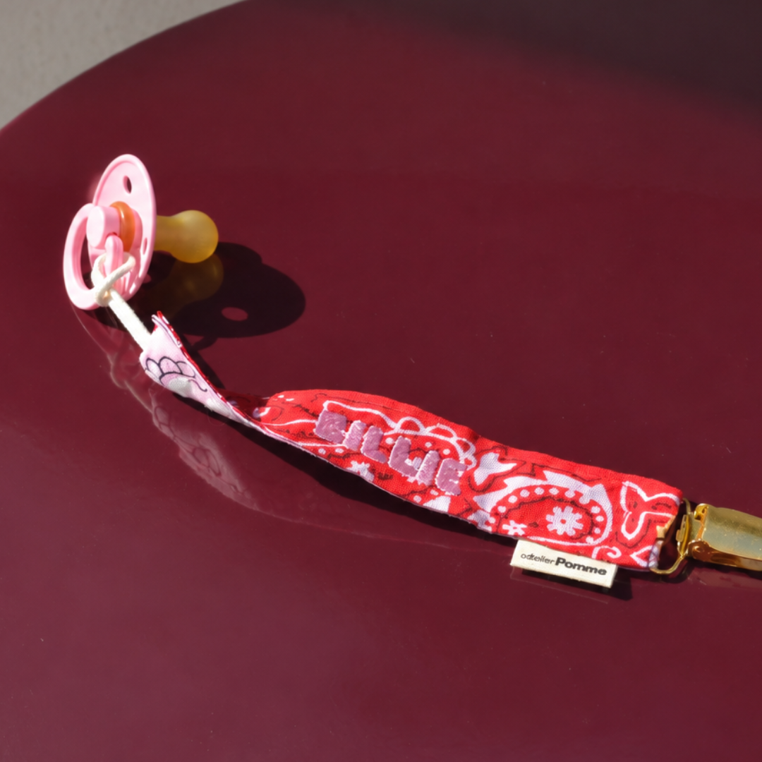 Pacifier Cord | Bandana Ruby Red