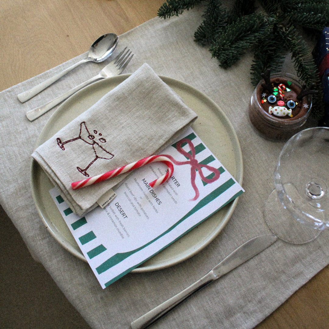 LINEN NAPKINS - BONJOUR BEIGE