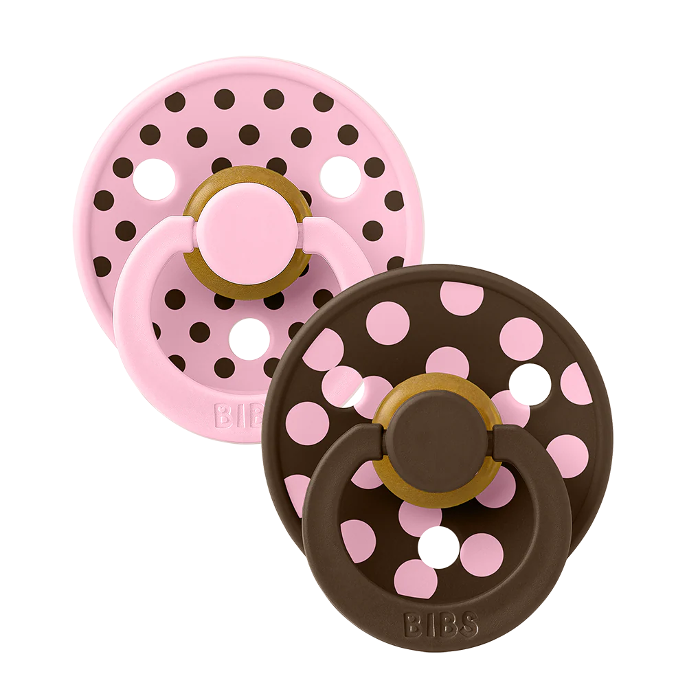 BIBS SET PACIFIER | POLKA PINKY &amp; CHOCOLATE