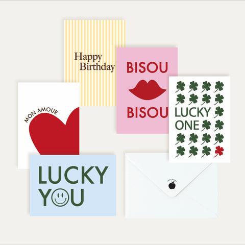 SET VAN 5 WENSKAARTEN - BONJOUR MOMENTS