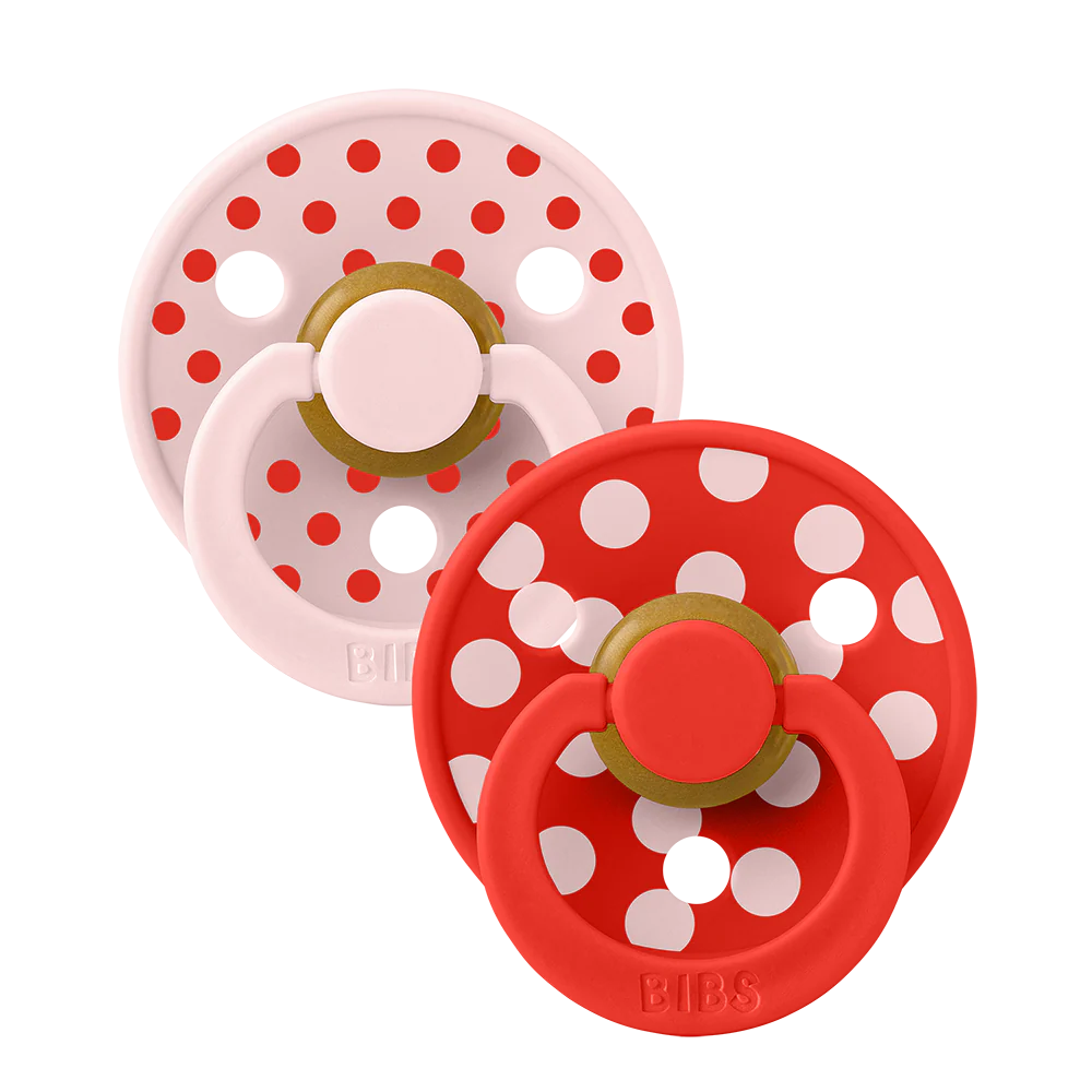 BIBS SET PACIFIER | POLKA PINKY &amp; RUBY