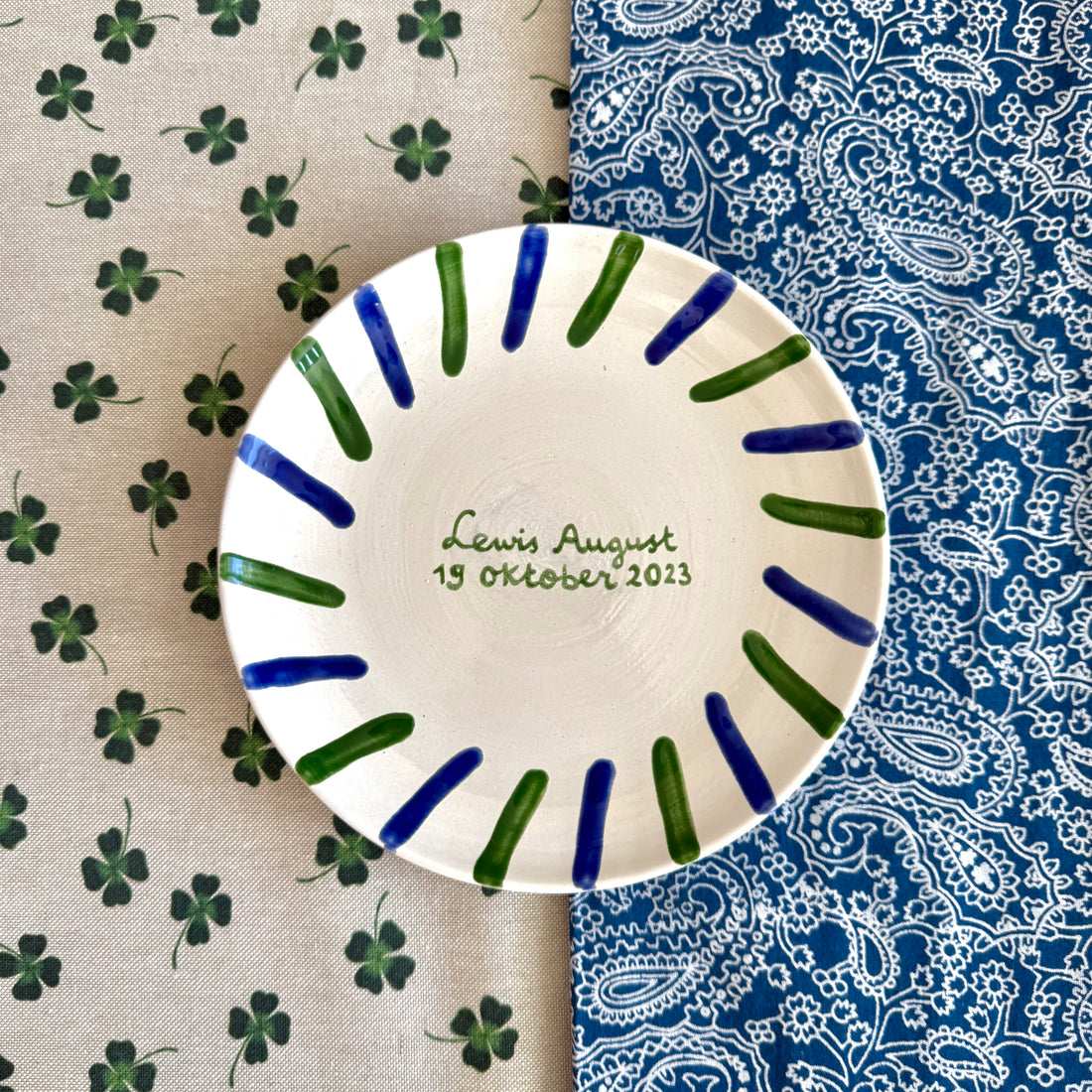 geboorte bordje in blauw en groen 