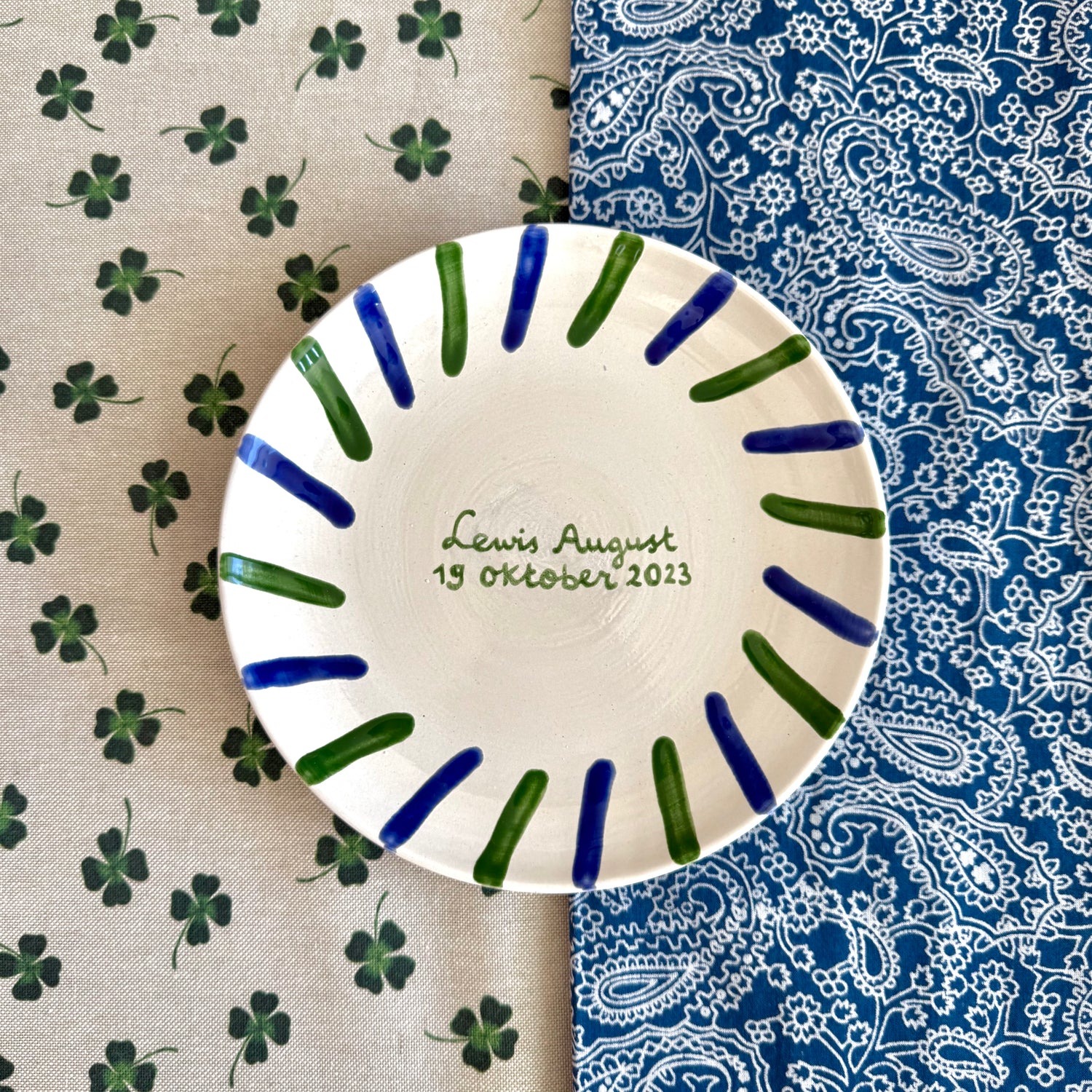 geboorte bordje in blauw en groen 