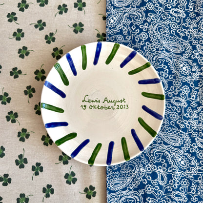 geboorte bordje in blauw en groen 