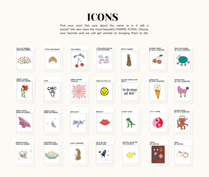 De icoontjes waar je uit kunt kiezen voor het personaliseren 