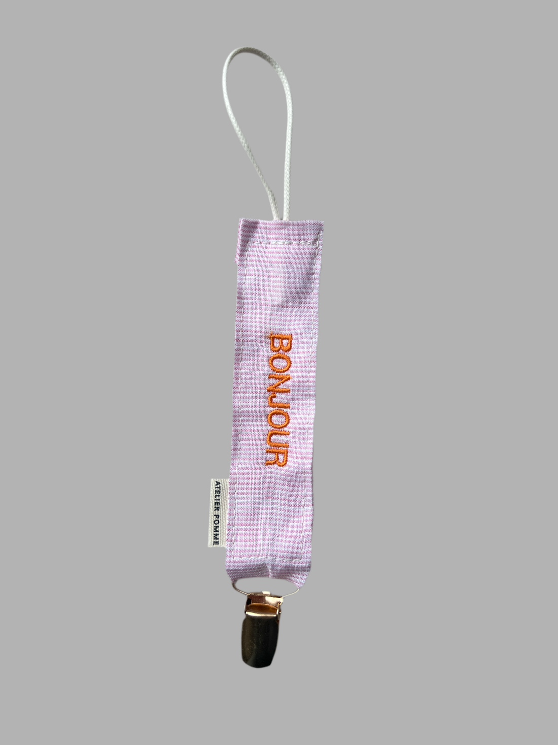 SAMPLE SALE - PACIFIER CORD LOVELY LINEN PINKY - BONJOUR ORANGE