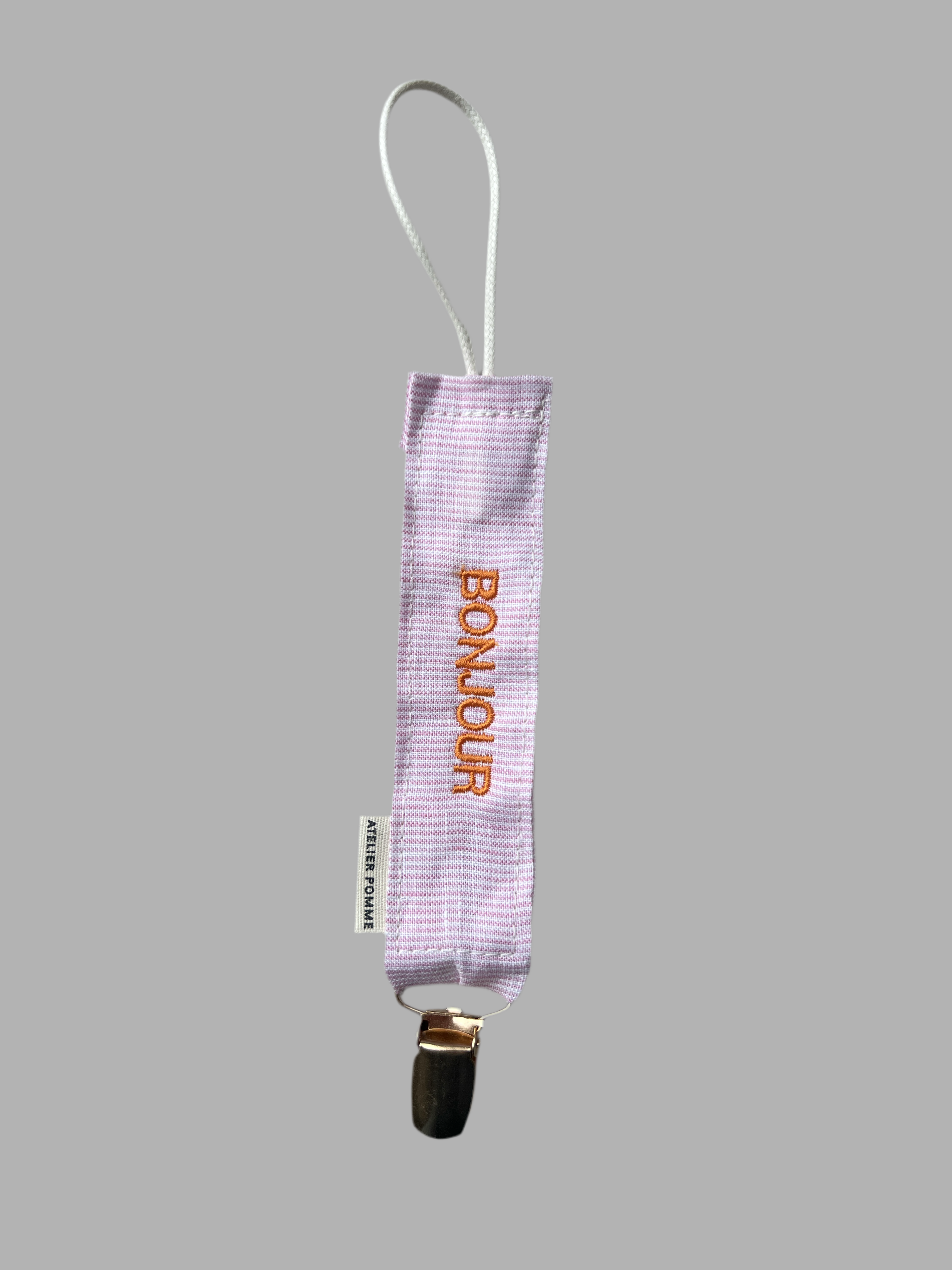 SAMPLE SALE - PACIFIER CORD LOVELY LINEN PINKY - BONJOUR ORANGE