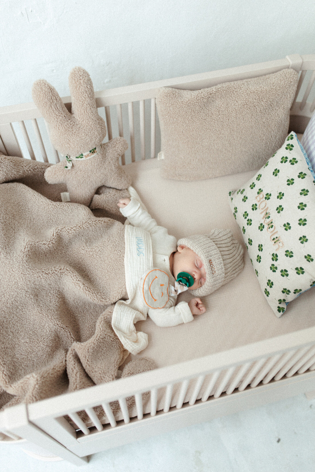 Fitted sheet cot bonjour beige 
