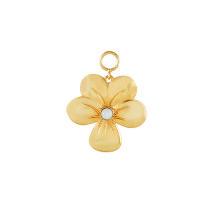 gouden bloem bedel met edelsteen