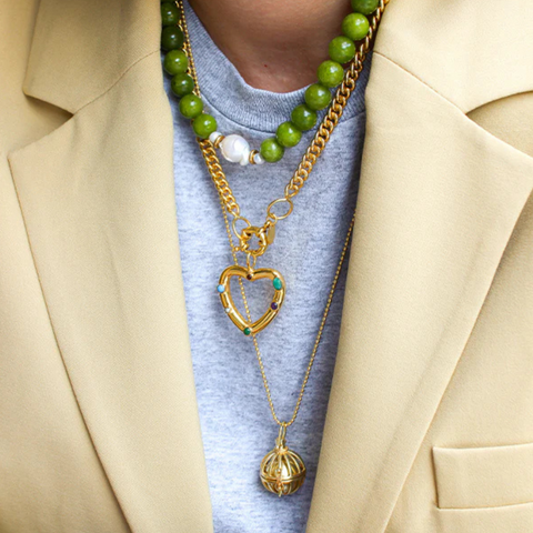 GOLD HEART WITH GEMSTONES CHARM