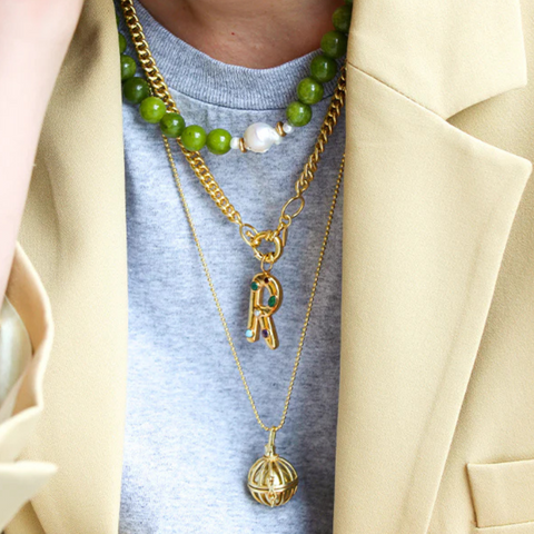 VESSONIET EDELSTEEN KETTING MET PAREL | NECKLACE