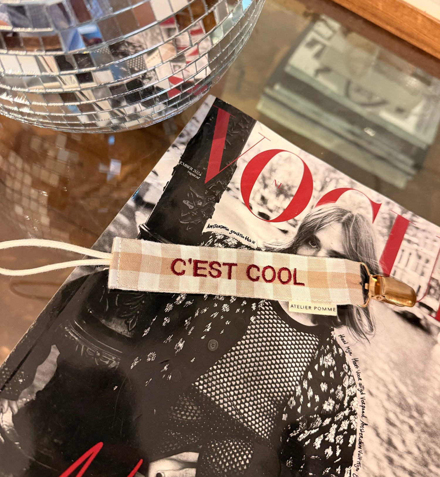 SAMPLE SALE | PACIFIER CORD CHECKED BONJOUR BEIGE