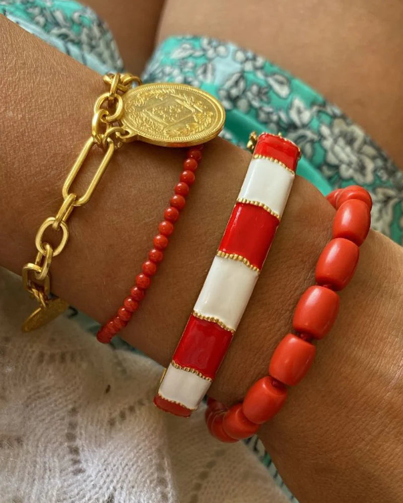 Fine Round Coral Gemstone-armband