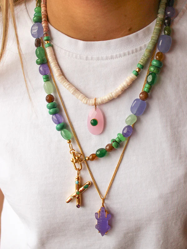 JADE MULTI - GEMSTONE NECKLACE BLUE