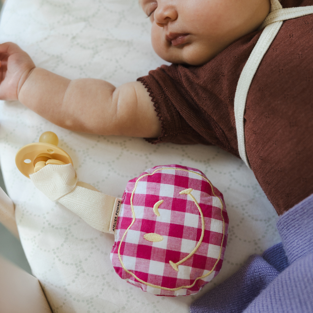 PACIFIER CLOTH POMME | CHECKED BLOWY BUBBLEGUM