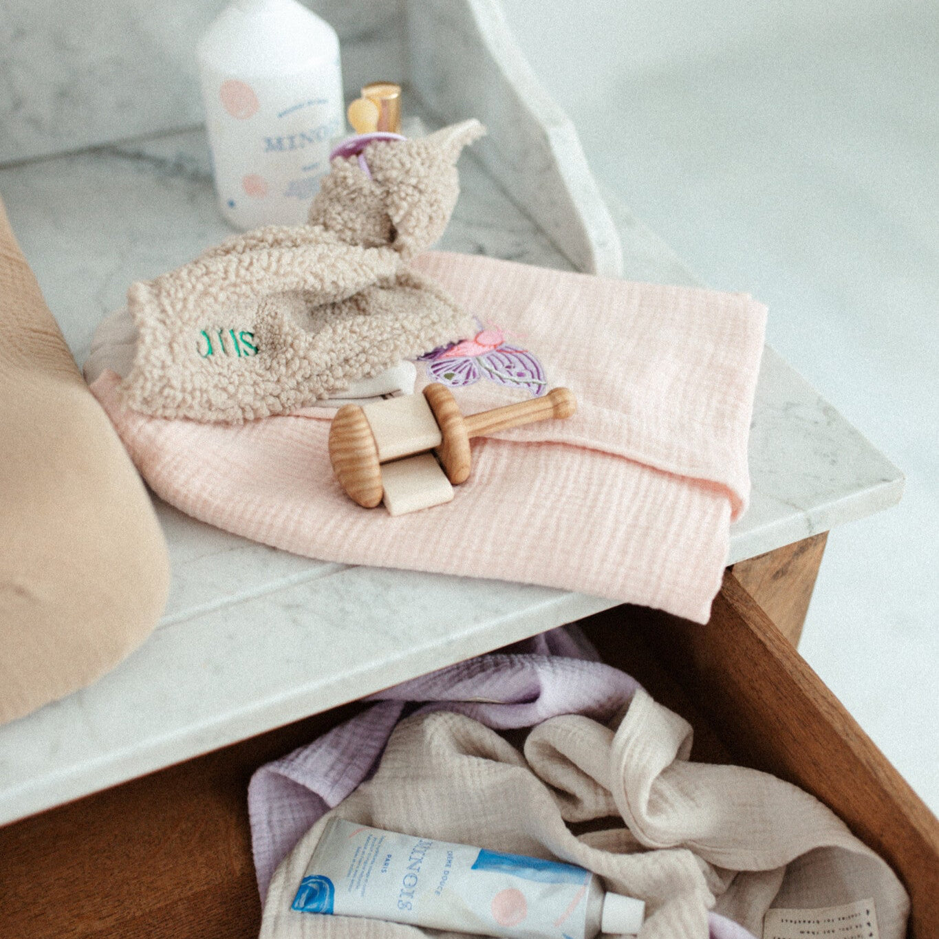 Petit towel bonjour beige 