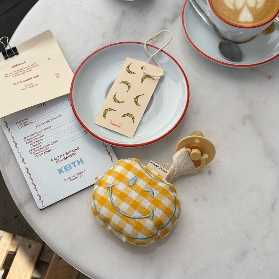 PACIFIER CLOTH POMME | CHECKED BUTTER YELLOW