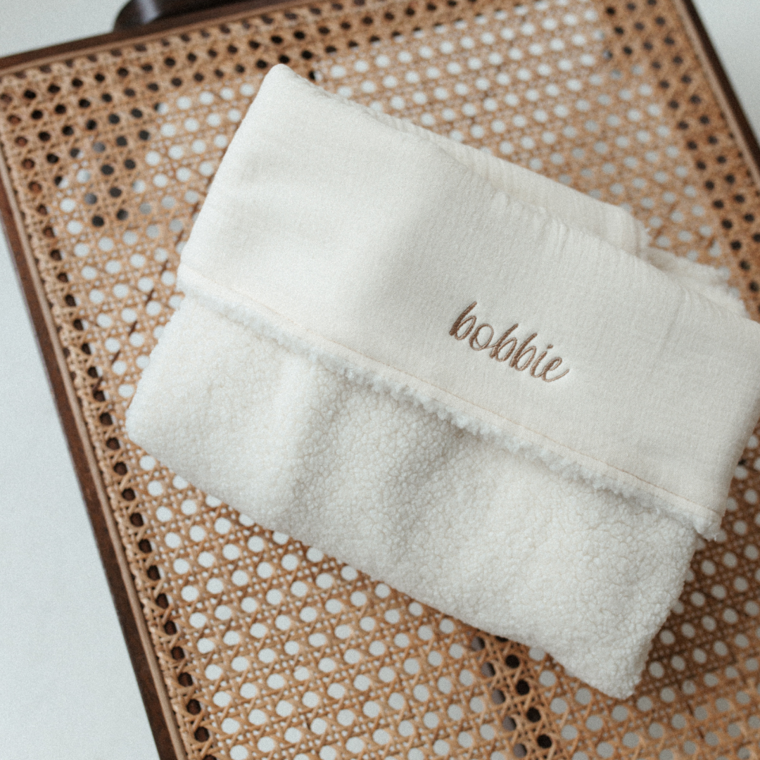 teddy deken in kleur snowy met gepersonaliseerde tekst 