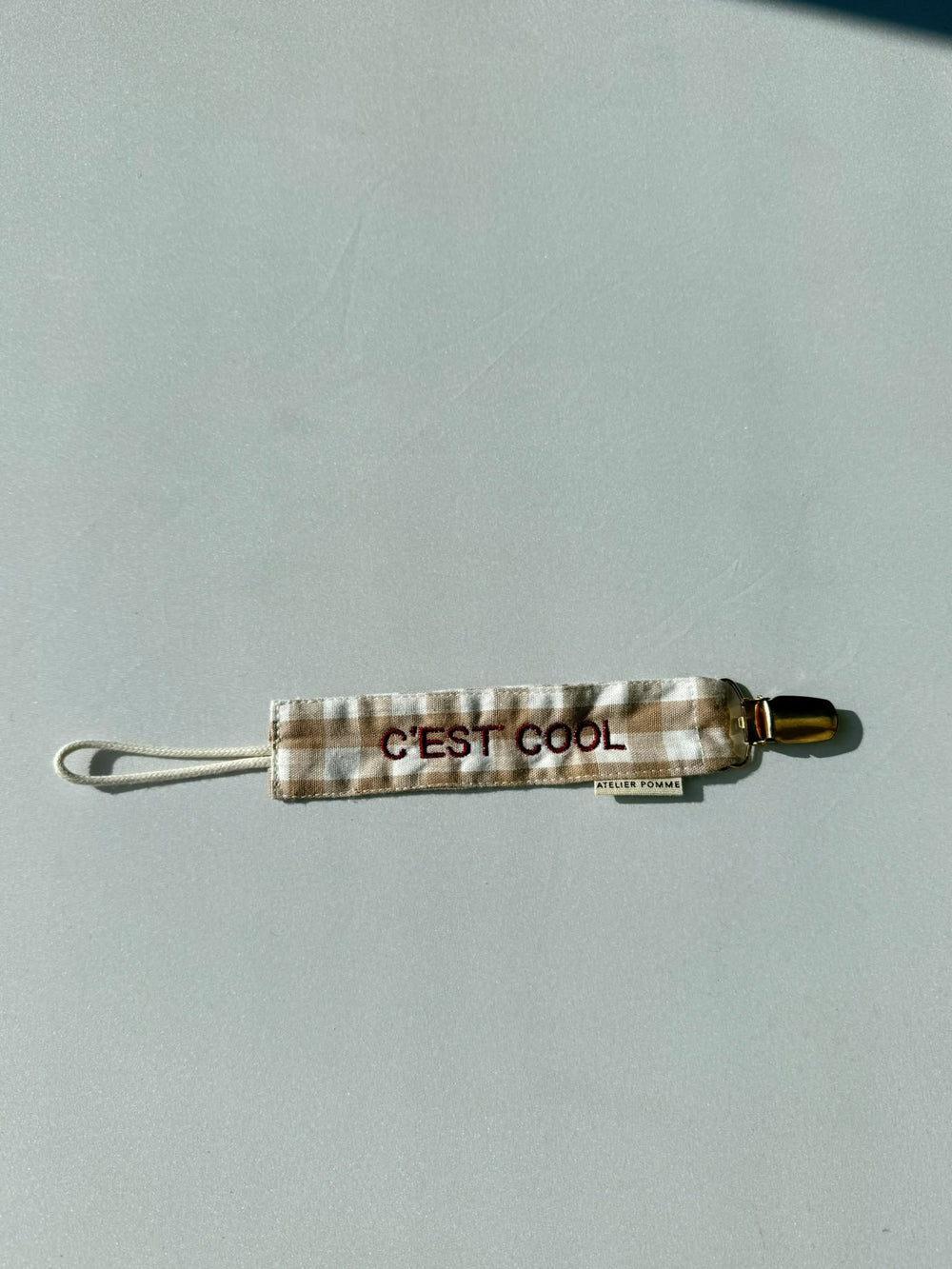 SAMPLE SALE | Pacifier Cord Checked Bonjour Beige C'est Cool