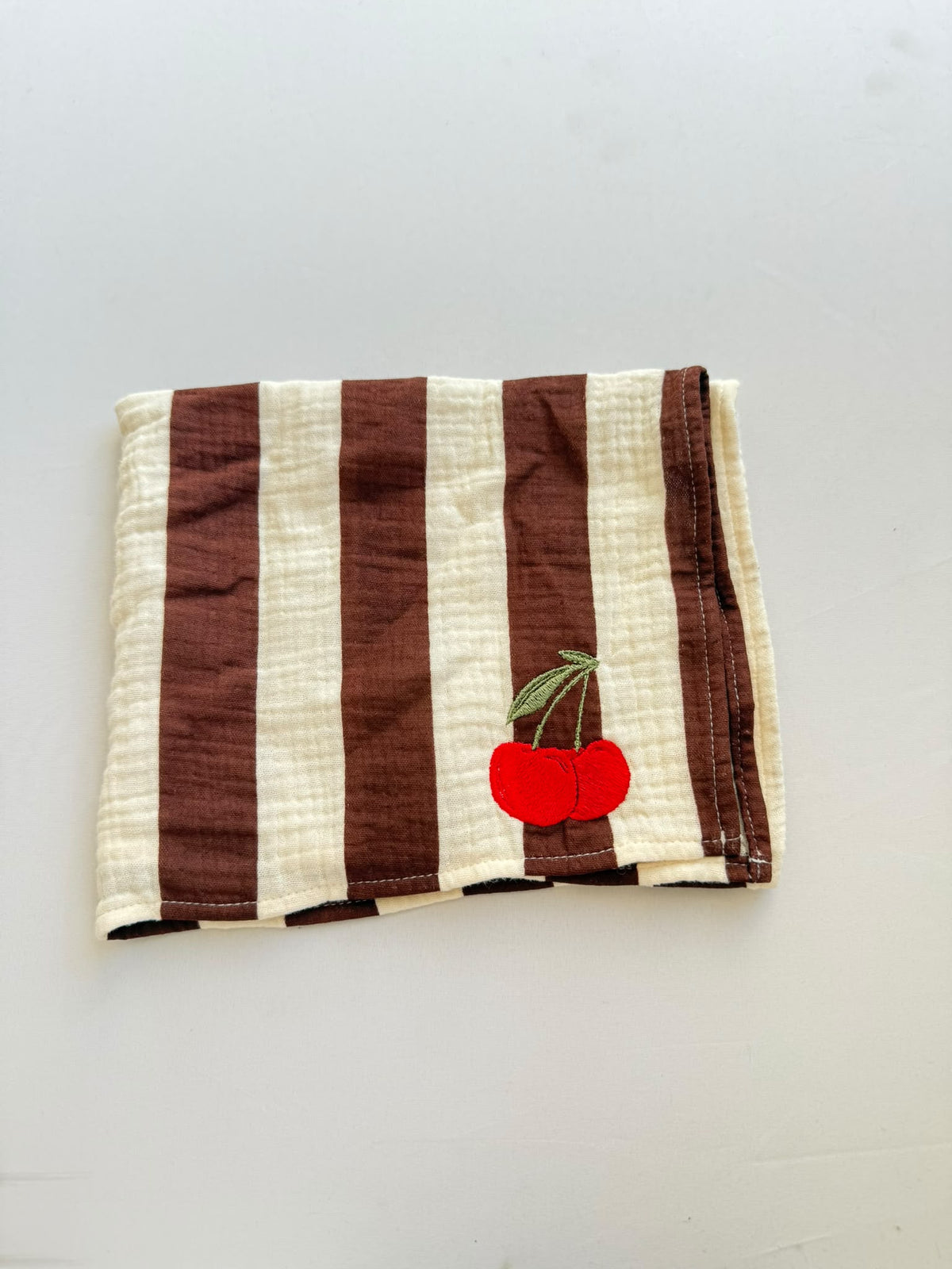 SAMPLE SALE | Petit Towel Brown Stripe Cherry