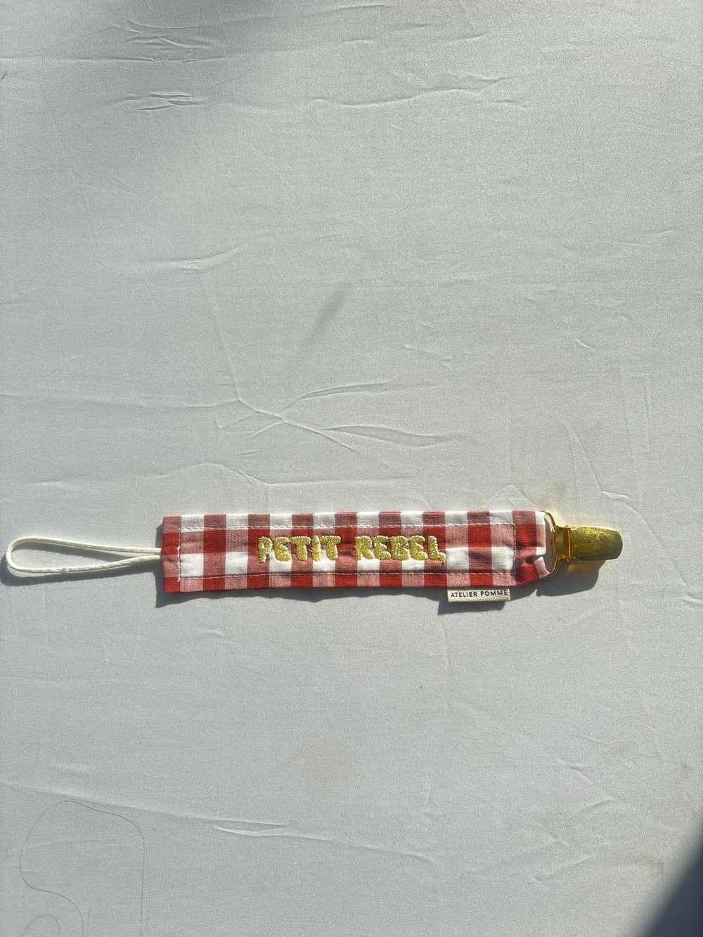 SAMPLE SALE | Pacifier Cord Checked Bisque Petit Rebel