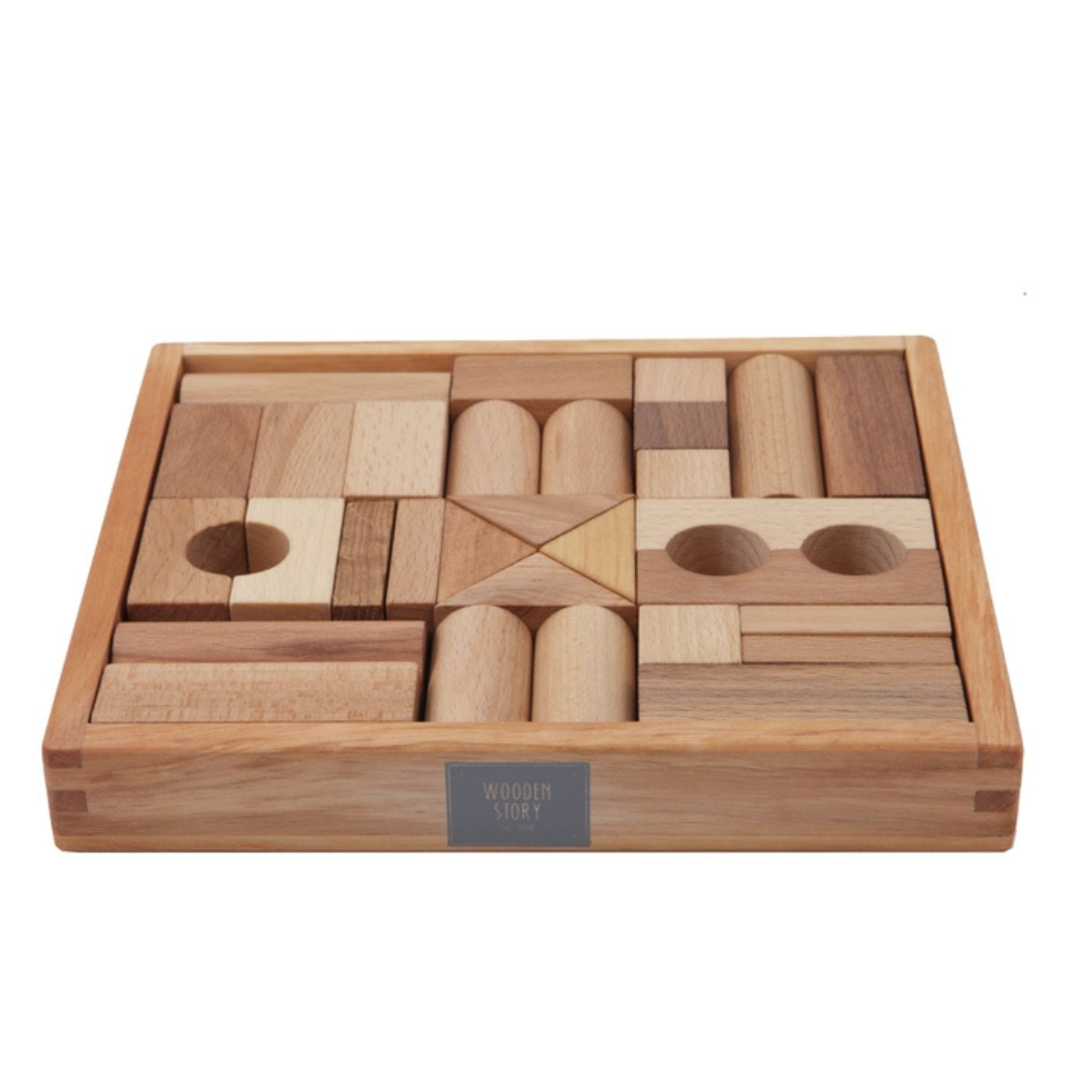 WOODEN BLOCKS IN TRAY - 30 PCS