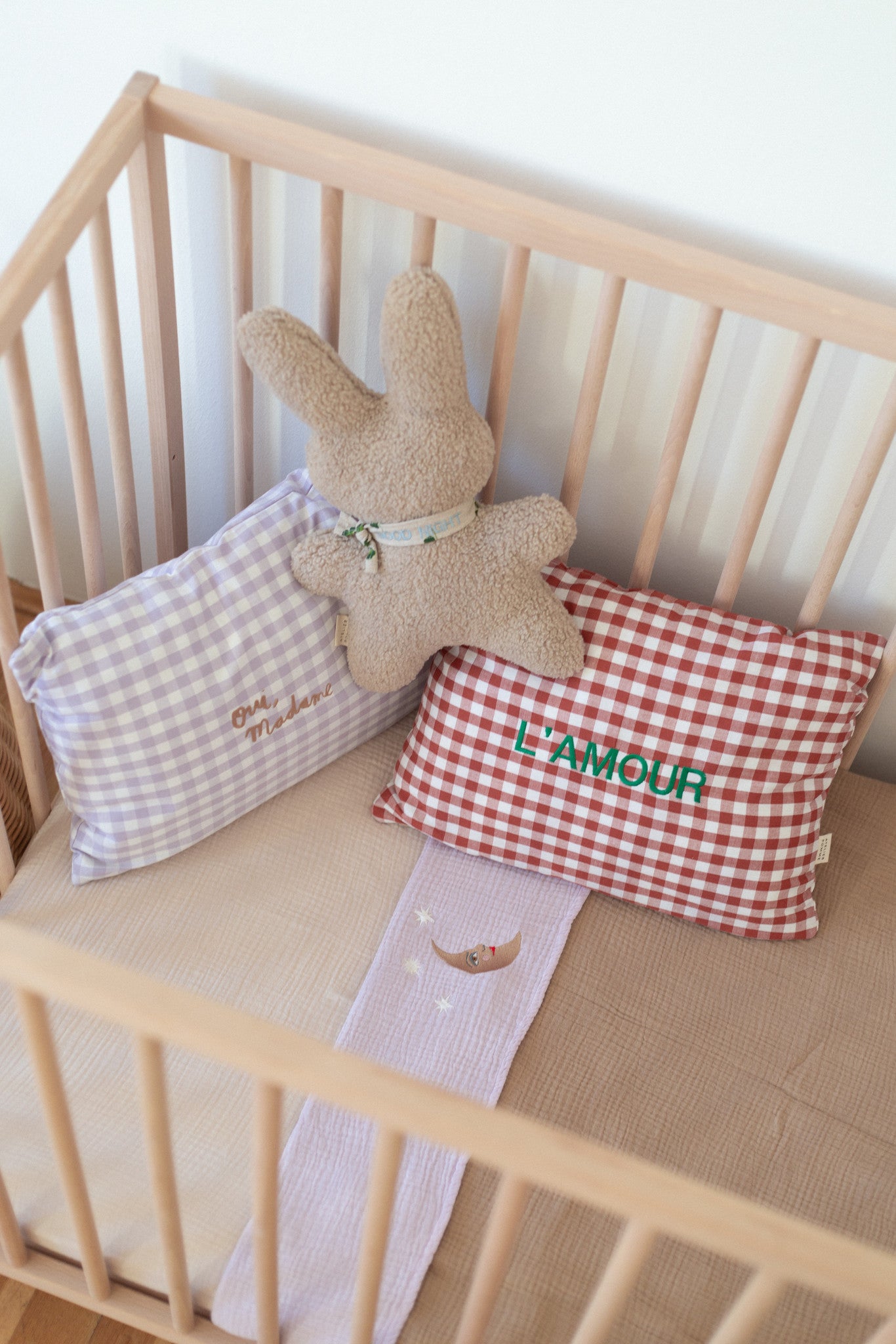 MUSLIN BED SET FINE BROWN - COT