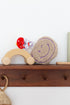 Speenkoord met teddy smiley knuffel, met geruit patroon