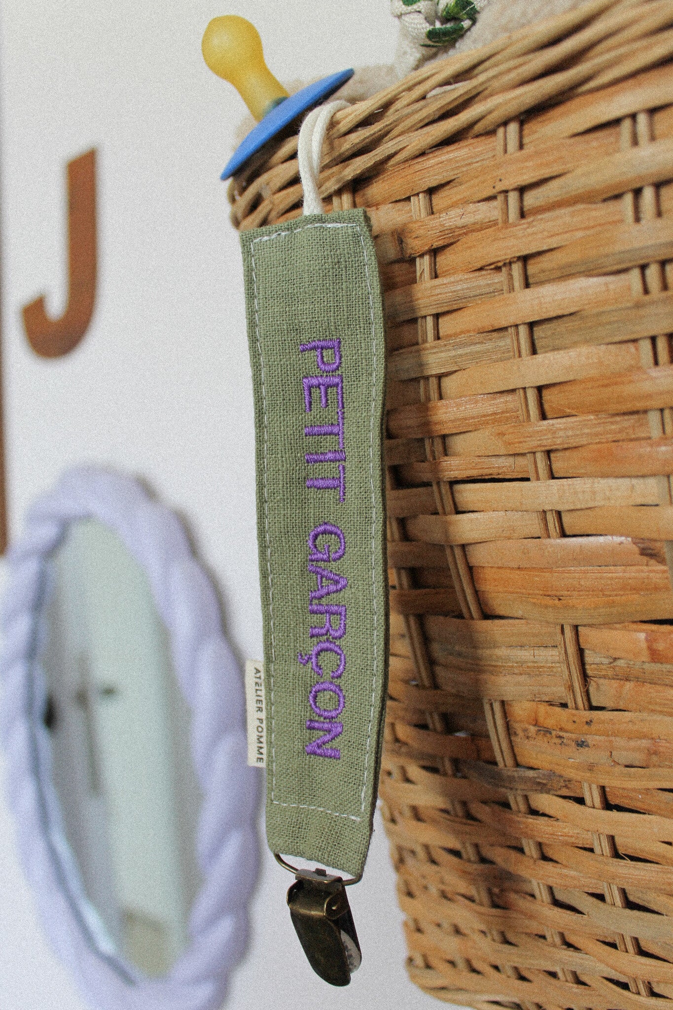 PACIFIER CORD - LINEN GOING GREEN