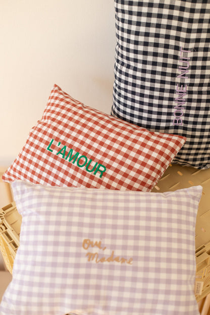 CUSHION: CHECKED IN - LUCKY LILA