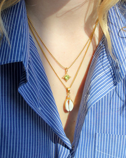 Gold chain shell pendant
